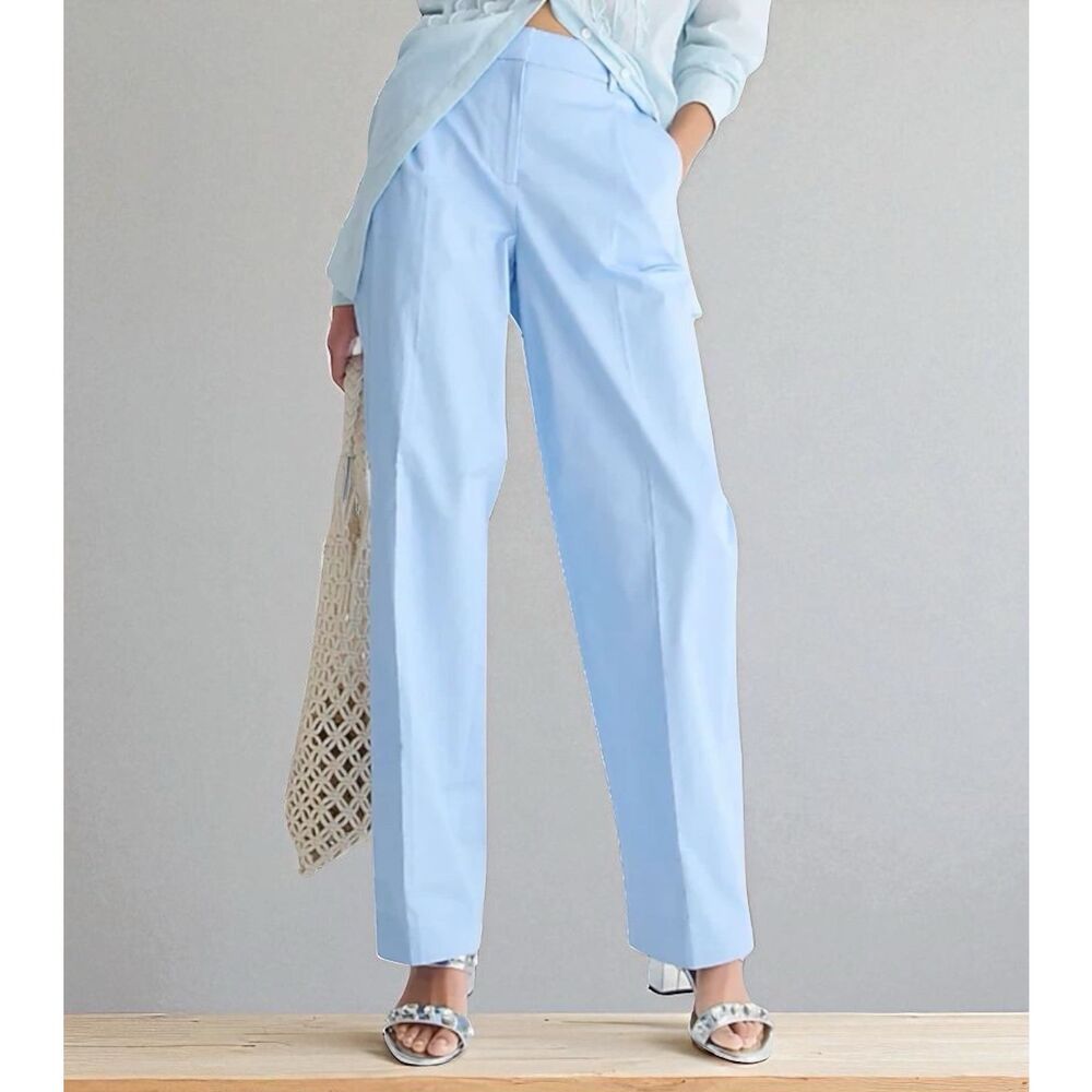 J.Crew Pants WMNS 8 Tall Blue Essential Straight-Leg Pleated Office Work BQ732